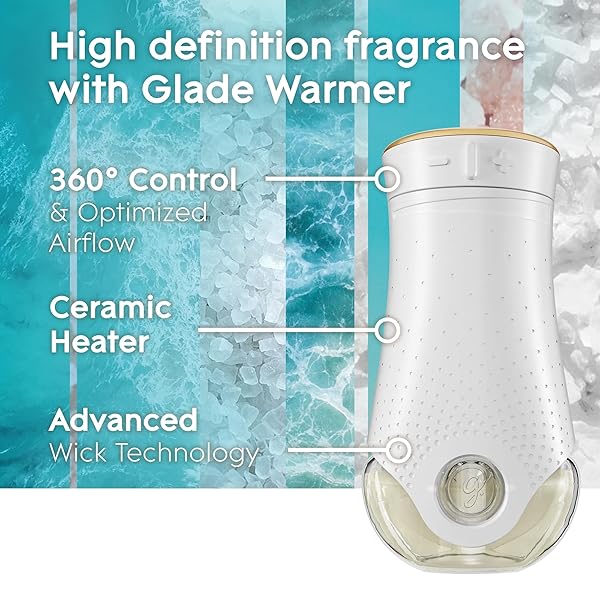 GLADE PLUGINS REFILLS AIR FRESHENER, SCENTED AND ESSENTIAL OILS FOR HOME AND BATHROOM, SKY & SEA SALT, 1.34 FL OZ, 2 COUNT