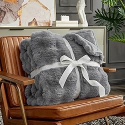 Cozy Bliss Faux Fur Throw Blanket for Couch, Fuzzy