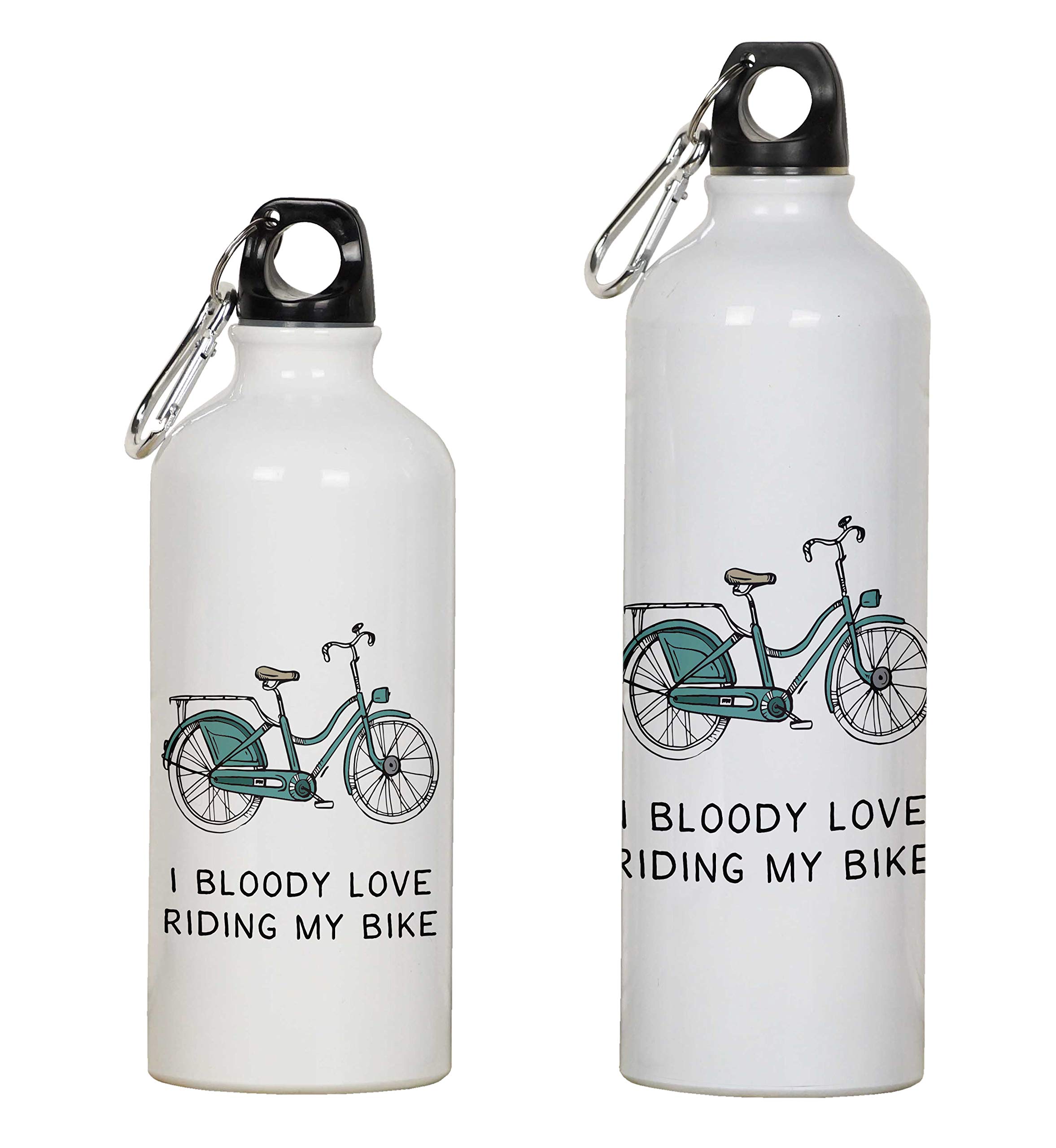 Printtoo Aluminum Sport Water Bottle I Bloody Love Riding My Bike Print Travel Bottle With Carabiner Clip 650ml/21.9oz