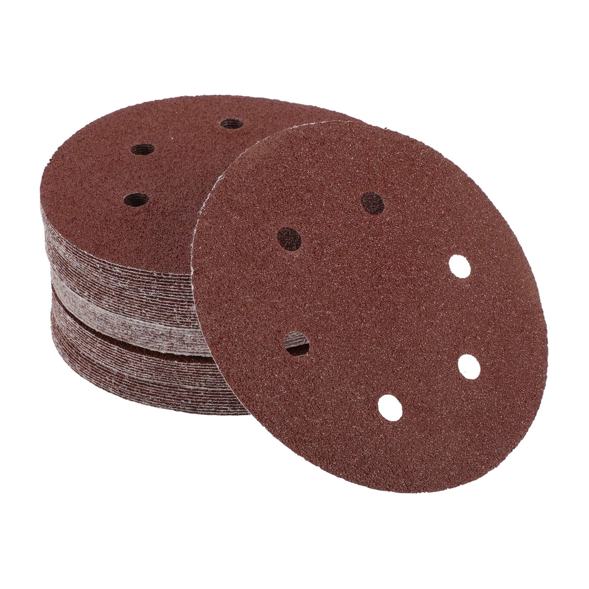 Partuto 50 Pcs 6inch 6 Hole 40 Grit Universal Sanding Discs - Round Hook and Loop Sandpaper - White Paper Red
