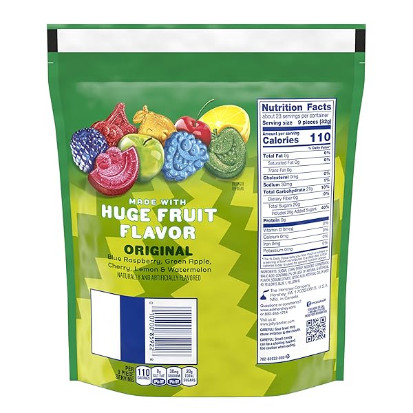 JOLLY RANCHER SOUR GUMMIES ASSORTED FRUIT FLAVORED CANDY RESEALABLE BAG, 25.5 OZ