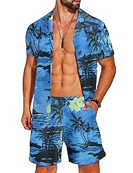 COOFANDY Men's Matching Shirt and Shorts Set Casual