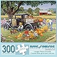 Bits and Pieces – Large 300 Piece Jigsaw Puzzle for Adults – Fall on The Farm’ – by Artist John Sloane, Completed Puzzle Size: 18" x 24"