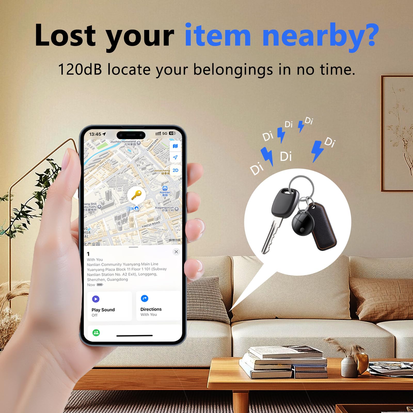 Smart Tracker Tag 4er Pack, Schlüssel Finder Kompatibel mit Apple Find My APP (nur iOS), IP68 wasserdicht, Austauschbarer Akku, Bluetooth Key Finder für Gepäck/Taschen/Koffer/Brieftasche 3