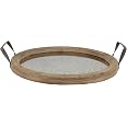 Stonebriar Specchio Da Parete Rotondo Con Corda Nautica - Metallo Marrone Invecchiato, 27x25.5 Cm, Stile Rustico Per Soggiorno E Bagno