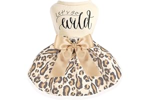 PINKTIE Dog Dress for Small Dogs Girls Small Dog Clothes Fashion Leopard Puppy Princess Dresses with Bow Cute Pet Dog Skirt Tutu for Chihuahua Yorkie Tea Cup Holiday Party Clothing