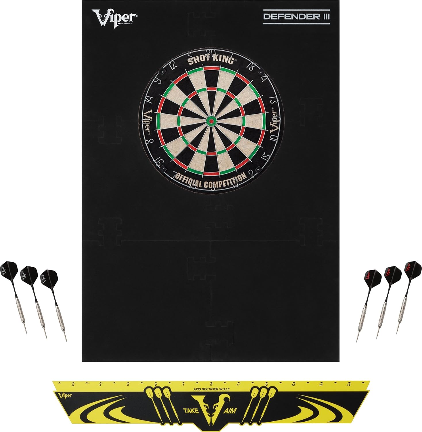 Viper Defender III Backboard & Sisal/Bristle Steel Tip Dartboard Bundle: Standard Set (Shot King Dartboard, Defender III Backboard, Edge Throw Line) : Sports & Outdoors
