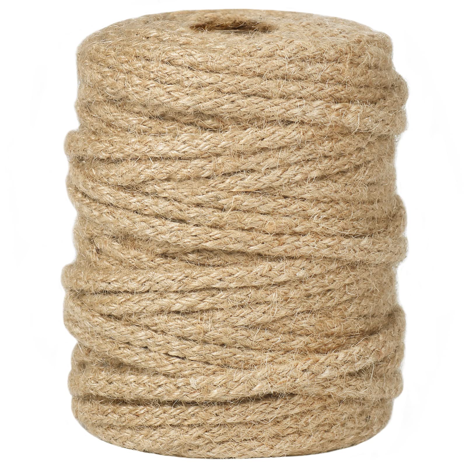 tenn well 5mm Thick Jute Twine String, 30M Braided Jute Garden Rope for Gardening, Cat Scratcher, Gift Wrapping and Crafts Decoration (Brown)