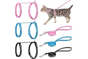 Auidy_6TXD 3 Pack Cat Harness and Leash Reflective Cat Harness Escape Proof for Walking Adjustable Kitten Harness for Small Medium Cats