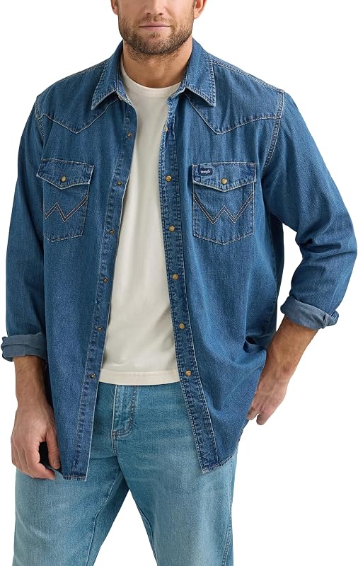 Herren Denim Collection Snap Shirt, Dark Wash Denim, Klein