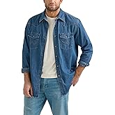 Wrangler Men's Denim Light Wash Long Sleeve Snap Shirt