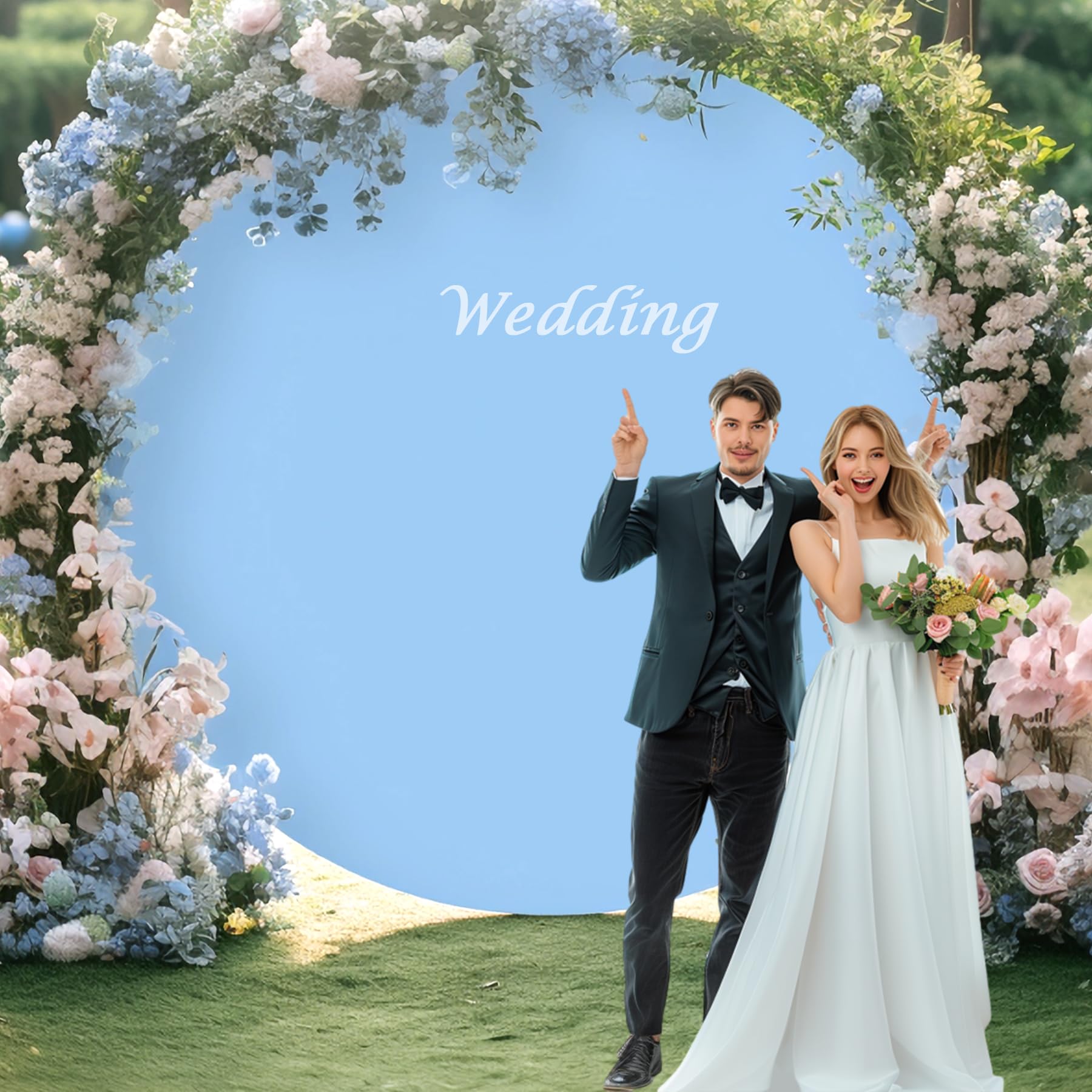 Gallety 7.2 FT Baby Blue Round Backdrop Cover for 5 to 7.2ft Round Backdrop Stand - Adjustable Circle Arch Background Cover for Wedding Arch Birthday Themed Parties Photography Decoration