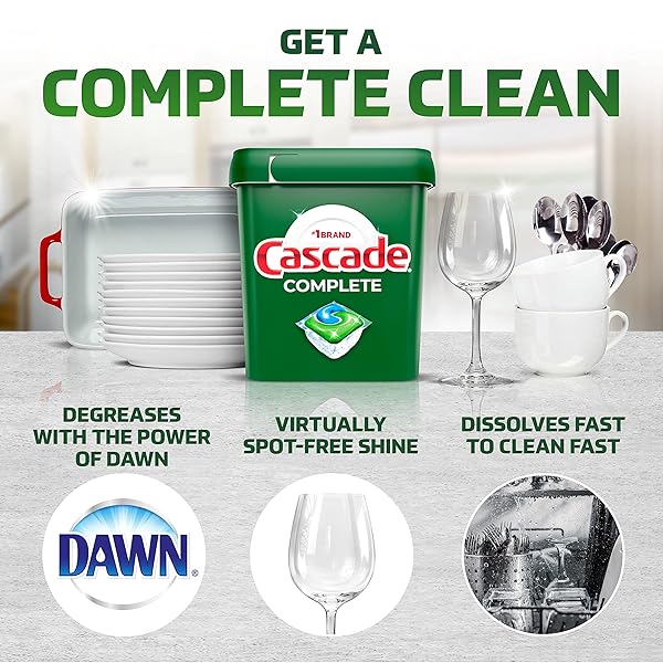 CASCADE COMPLETE DISHWASHER PODS – FRESH SCENT ACTIONPACS, DISHWASHER DETERGENT, DISHWASHER SOAP, DETERGENT PODS, 78 COUNT