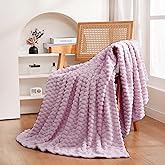 Puncuntex Light Purple Throw Blanket 50"×60" inches Fuzzy 3D Jacquard Decorative Flannel Fleece Super Soft Plush Cozy Blanket for Couch Sofa Chair Lightweight
