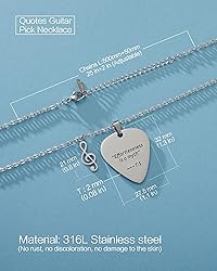 VIMIEW TS Stuff Quotes Guitar Pick Pendant Necklace