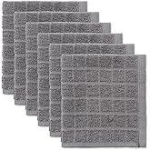 DII Basic Terry Collection Solid Windowpane Dishcloth Set, 12x12, Gray, 6 Piece