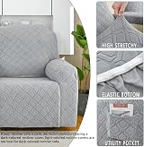 OKYUK Recliner Chair Cover 4-Piece Stretch Slipcover Light Gray 1 Seater view 2