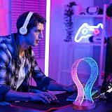 Ammonite Walnut LED Headphone Stand USB PCB Gamer Game Room Decor Blue Pink view 3