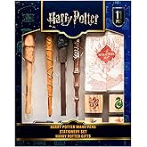 Harry Potter Stationary Set for Boys Girls with 4 Wand Pens Black Ink Marauders Map Hogwarts House Stamp Kit Cute School Supplies Gifts for Kids