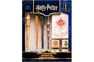 Harry Potter Stationary Set for Boys Girls with 4 Wand Pens Black Ink Marauders Map Hogwarts House Stamp Kit Cute School Supplies Gifts for Kids