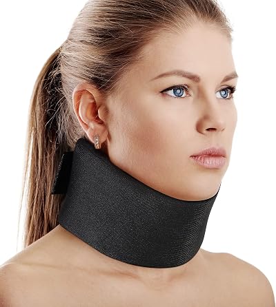 RESTCLOUD Soft Foam Neck Brace Adjustable Cervical Collar L Black 2.5" Depth