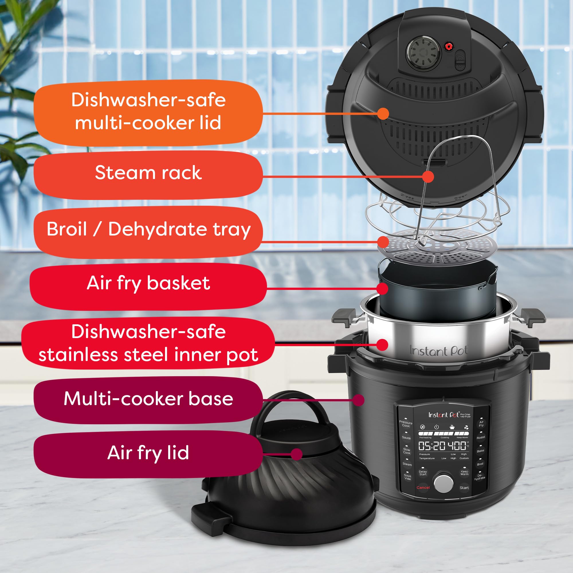 Instant Pot Pro Crisp 11-in-1 Air Fryer and Electric Pressure Cooker Combo with Multicooker Lids that Air Fries, Steams, Slow Cooks, Sautés, Dehydrates, & More, Free App With Over 800 Recipes, 8 Quart