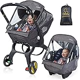 Car Seat Rain Cover, Compatible with Doona Infant Car Seat Stroller, Universal Rain Cover with Window for Waterproof, and Windproof, Breathable Baby Travel Weather Shield Stroller Accessories, Black
