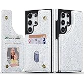 ZCDAYE for Samsung Galaxy S25 Ultra Wallet Case with Card Holders,PU Leather Double Magnetic Clasp Kickstand Trendy Girly Women Case for Samsung Galaxy S25 Ultra,Blue Flowers