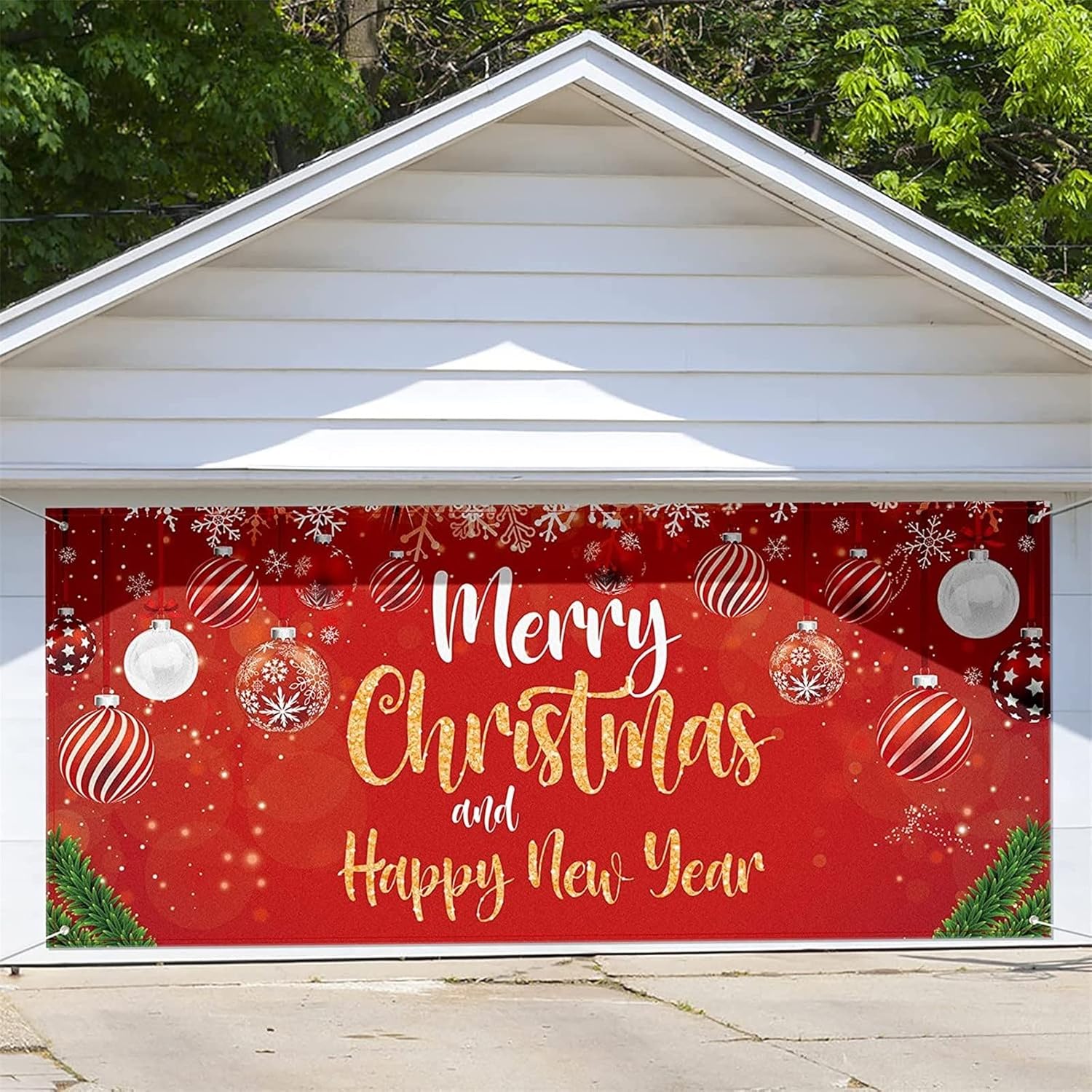 Garage Door Decorations - Merry Christmas Garage Door Decorations Christmas Garage Door Banner 7 X 16 ft Hanging Door Decor Murals For Outdoor Holiday Christmas Party Supplies (AF-D, 7 X 16 ft)