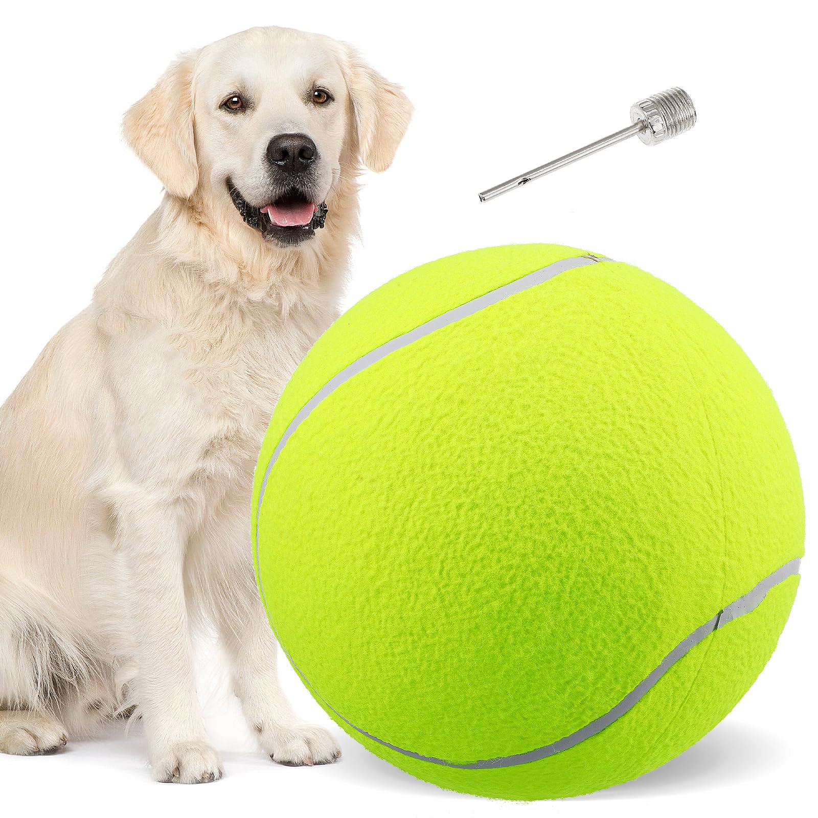 Tomaibaby 9.5 Inch Giant Tennis Ball with Air Needle for Large Dogs Outdoor Pet Toy Fetch and Training