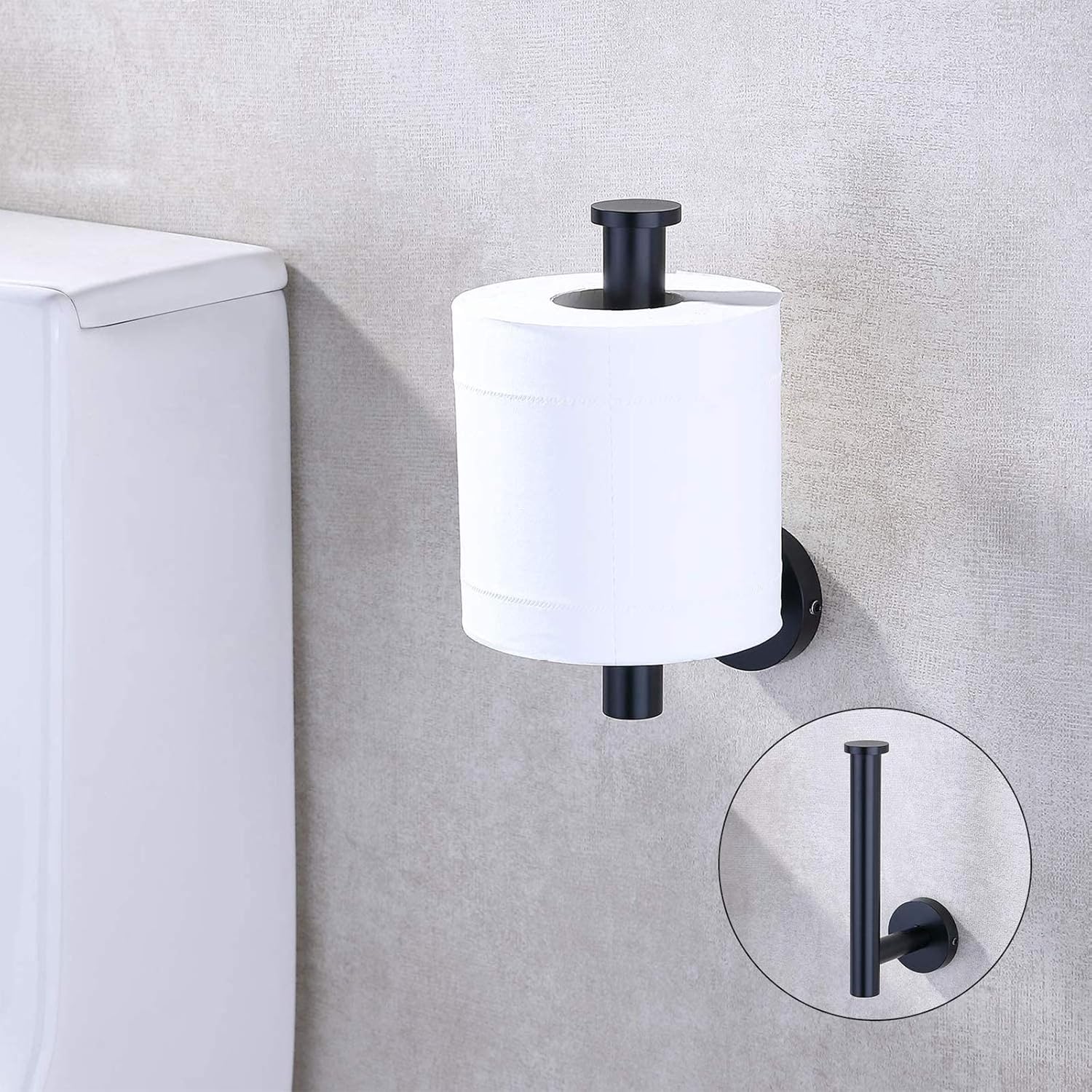 Tower Ring and Toilet Paper Holder Stainless Steel Bathroom Hardware Set 2 Piece Matte Black Bathroom Hand Towel Holder Towel Hanger Wall Mounted: Home & Kitchen