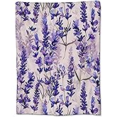 Lavender Blanket for Girls & Women, Floral Flower Throw Blanket for Sofa, Couch, Bed - Soft, Warm & Cozy Lavender Decor - 60" x 50"