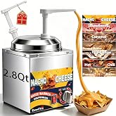 Nacho Cheese Dispenser with Pump - 2.8QT Stainless Steel Nacho Cheese Hot Fudge Sauce Warmer Machine with 6-Level Temperature Control, Commercial Dispenser for Hot Chocolate, Hot Fudge, and Caramel