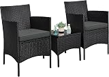 Yaheetech 3-Piece Rattan Garden Set Outdoor Patio Conversation Furniture Black