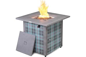 Werph 28" Propane Fire Pit, 50,000 BTU Fire Pit Table with Lava Rocks, ETL-Certified Outdoor Fire Pit Table with Lid for Outdoor Party Gathering Heat for Patio Deck Garden Courtyard (Square,Grey)
