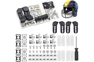 61 Pcs Hockey Helmet Repair Kit, Anglecai Football Helmet Repair Kit with 1 Pcs Screwdriver, Helmet Repair Kit Including J Clips Visor Clips Gasket Screw Nuts Chin Strap Adapter for Baseball Helm