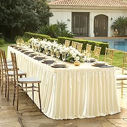 17ft Length Glitter Champagne Table Skirt for 8ft