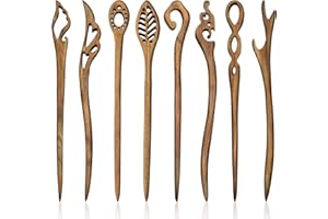 Chuangdi 8 Pieces Wooden Hair Sticks Japanese Hair Chopstick for Women Bun Maker, Chinese Chopstick Hairpin for Women Handmade Chignon Maker Accessories(Classic Pattern)