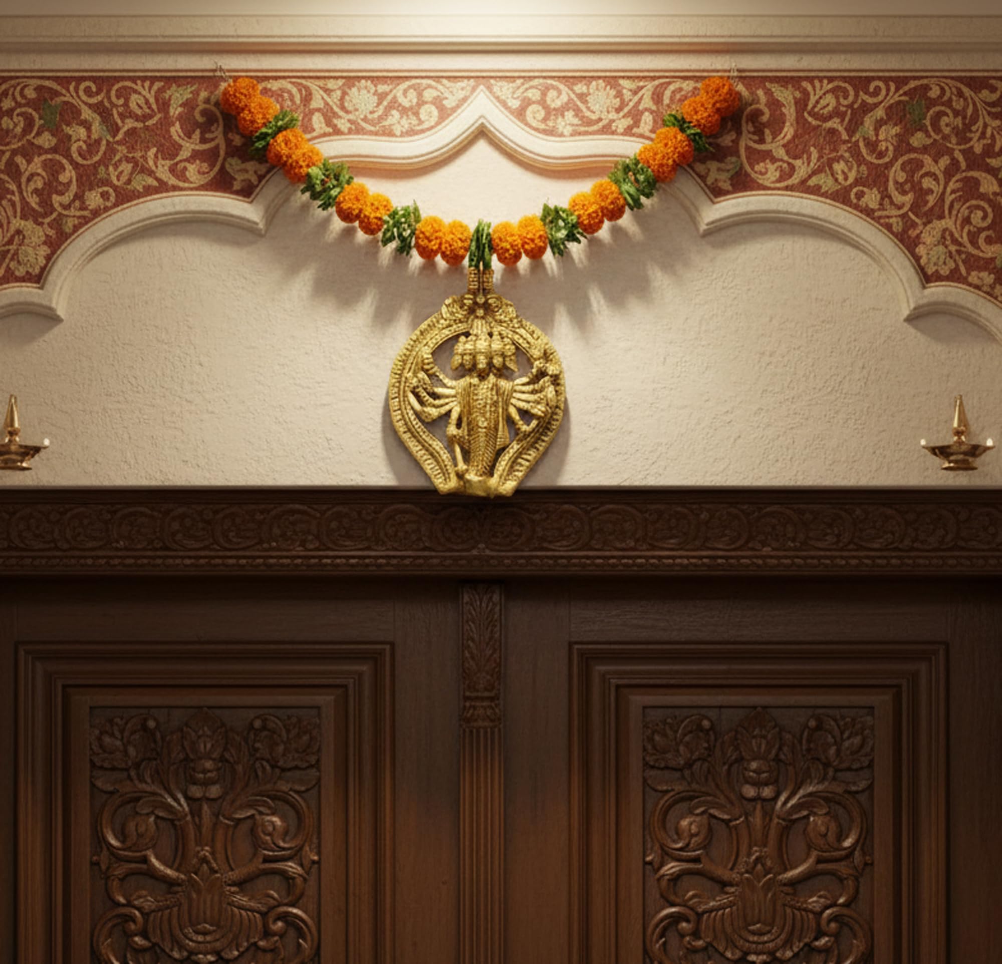 ESPLANADE Brass Panchmukhi Hanuman Wall Hanging Anjaneya Pavan Putra Bajrangbali Maruti Idol Murti Moorti Statue - 6" Inches