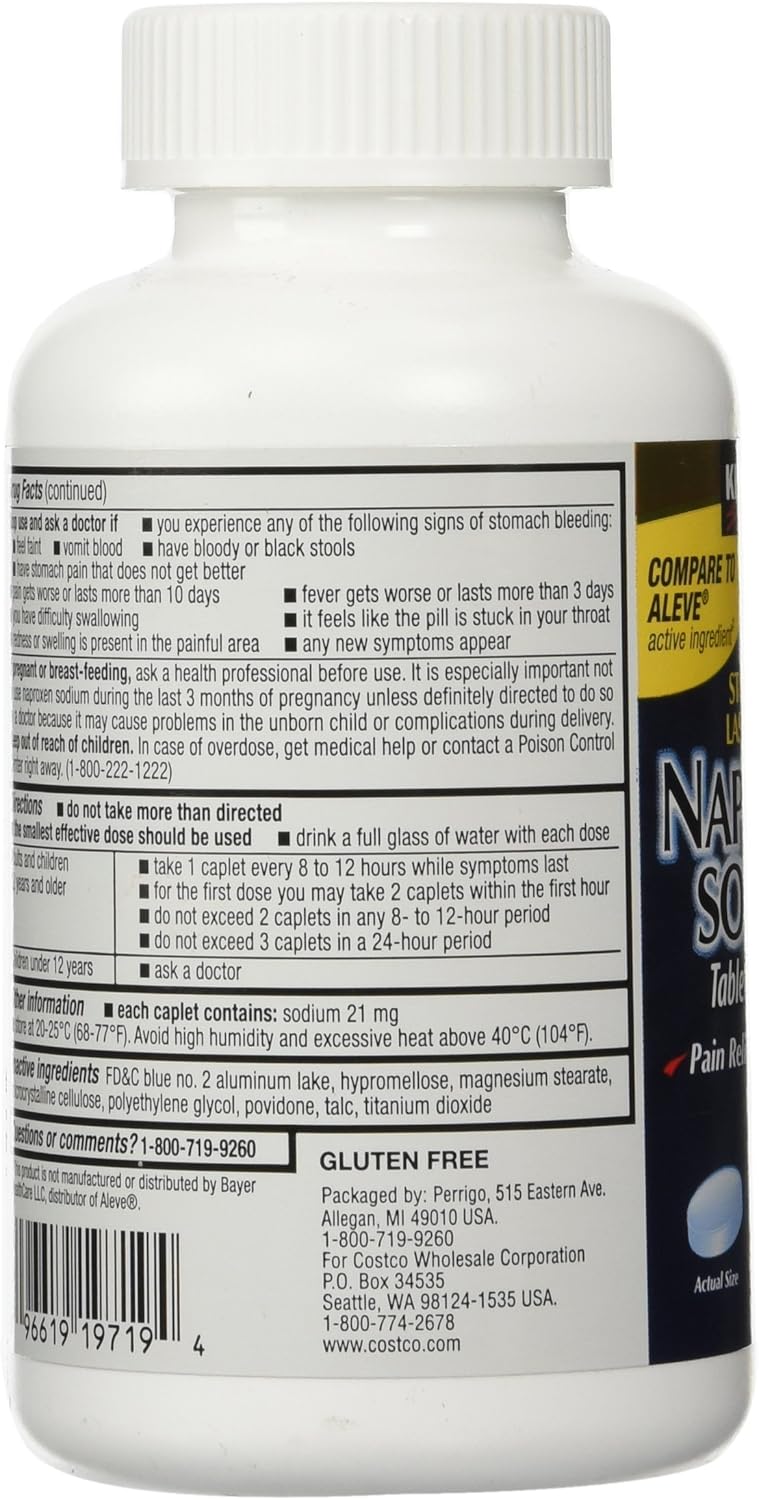 Cos13 Kirkland Signature Extra Strength Naproxen Sodium 220mg Last 12 Hours Pain Fever Reliever - 400 Caplets: Health & Personal Care