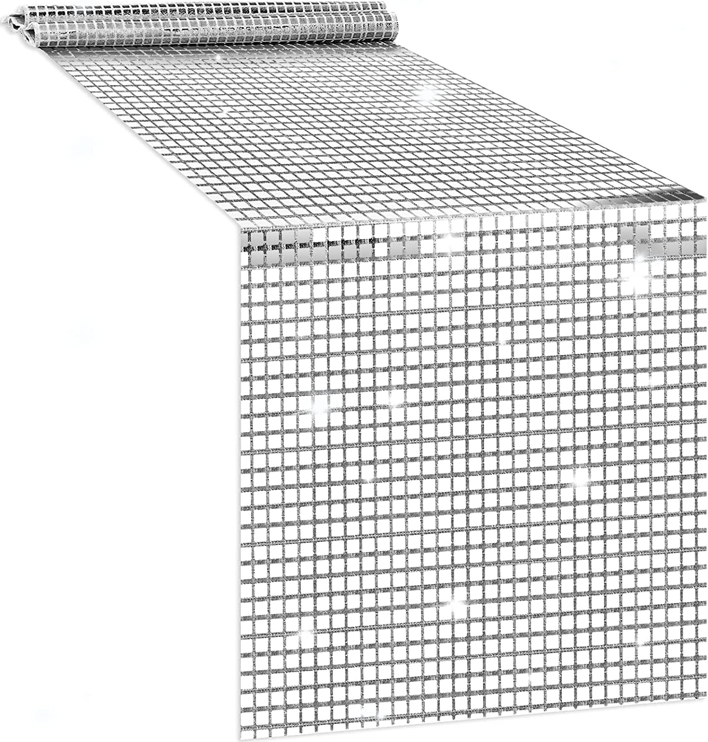 Photo 1 of 12 x 72 Inches Glitter Disco Party Table Runner Disco Ball Decor Retro 70s 80s Theme Birthday Decorations Sequin Silver Bachelorette Dance Party Supplies Wedding Table Cloth