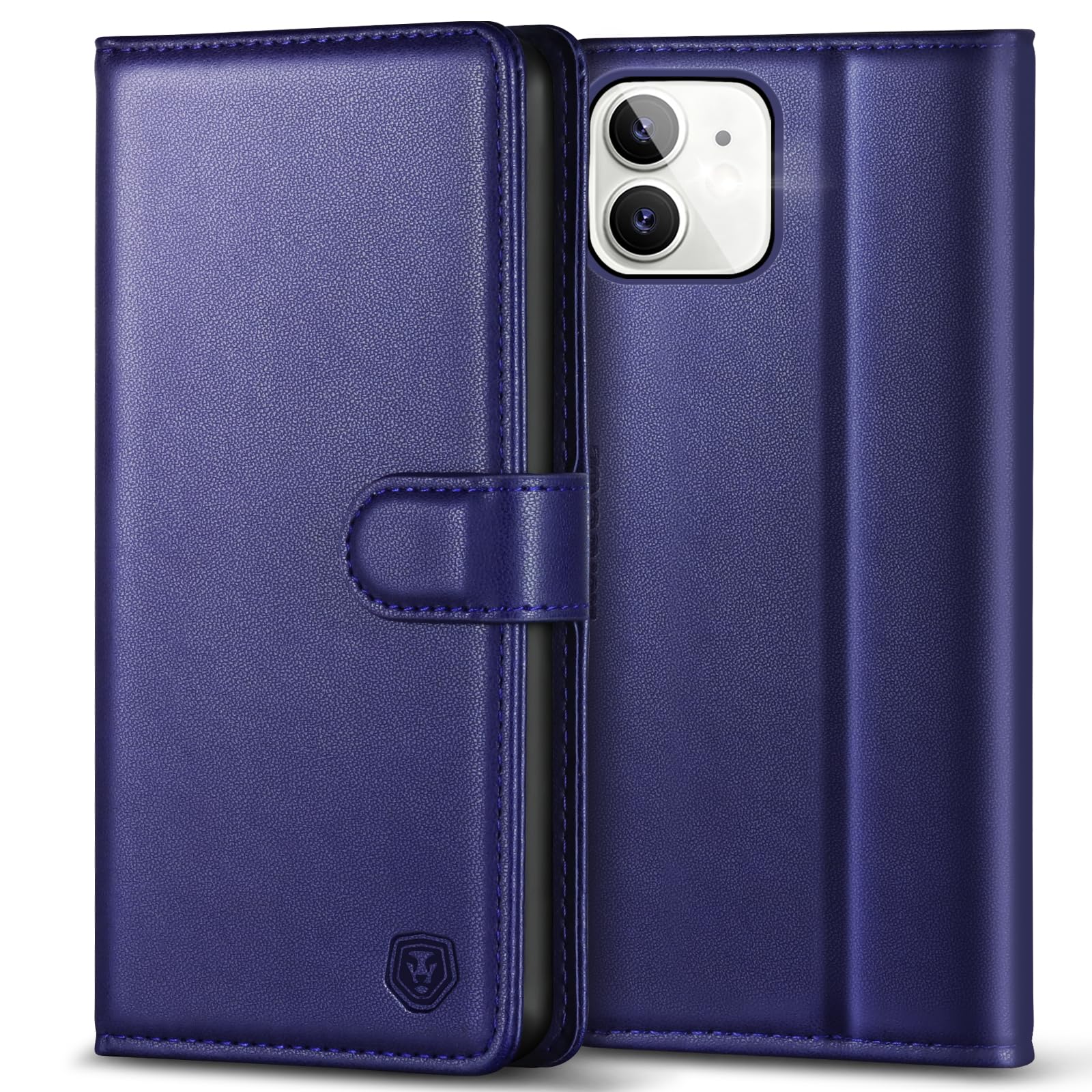 Kuafcase Compatible for iPhone 12/12 Pro Case, 4 Card Slots Magnetic Closure Kickstand Shockproof Protective Phone Case Compatible for iPhone 12/12 Pro - Blue — image 1