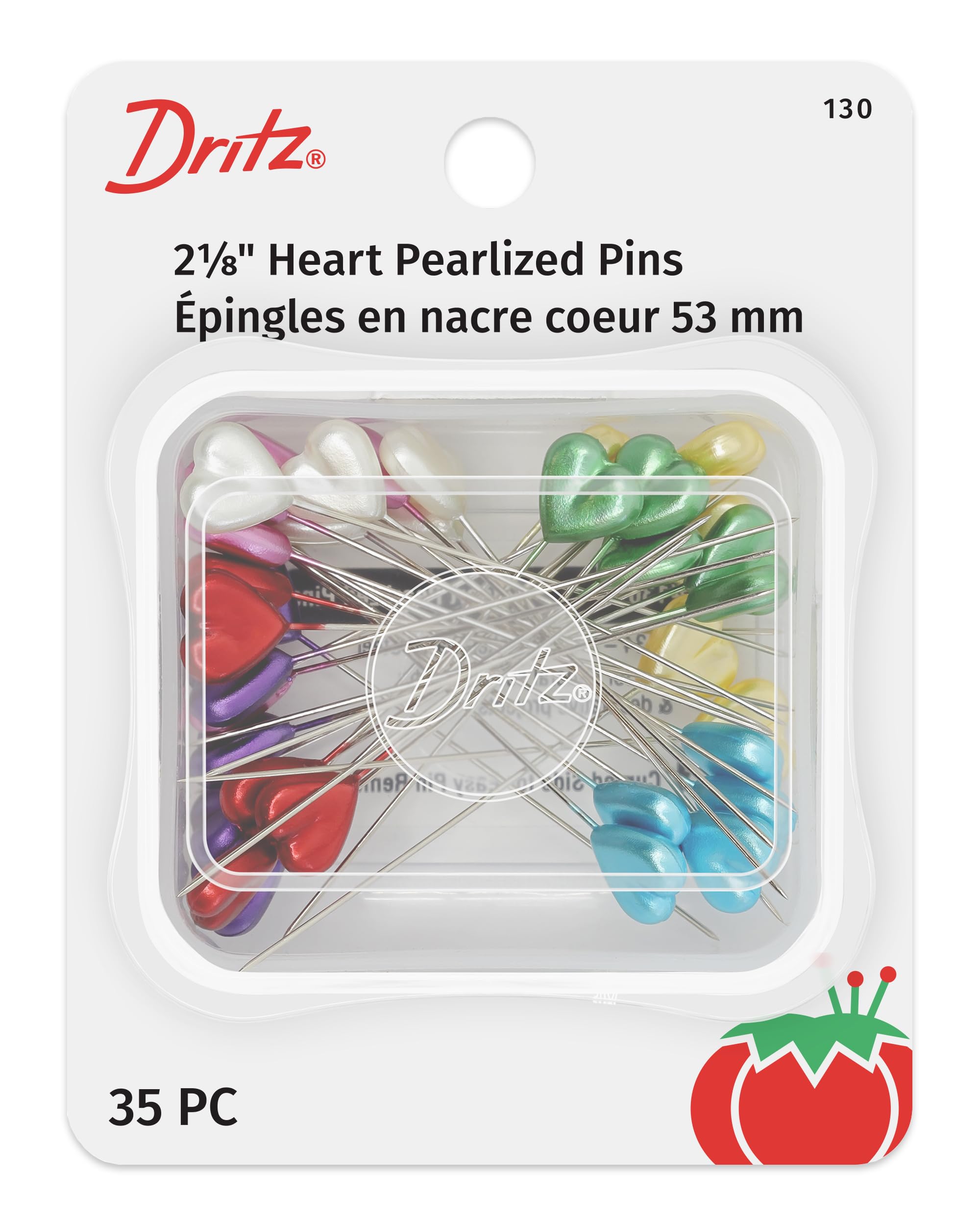 Dritz Metal Heart Pearlized Pins-Size 34 35/Pkg