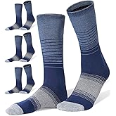FITRELL 4 Pack Men's Merino Wool Hiking Socks, Wicking Cushioned, Warm Thermal Lightweight Boot Crew Dress Socks