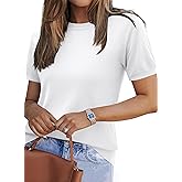 Zeagoo Womens Summer Short Sleeve Tops Crew Neck Lightweight Pullover Sweaters Loose Dressy Casual Blouse Basic Clothes