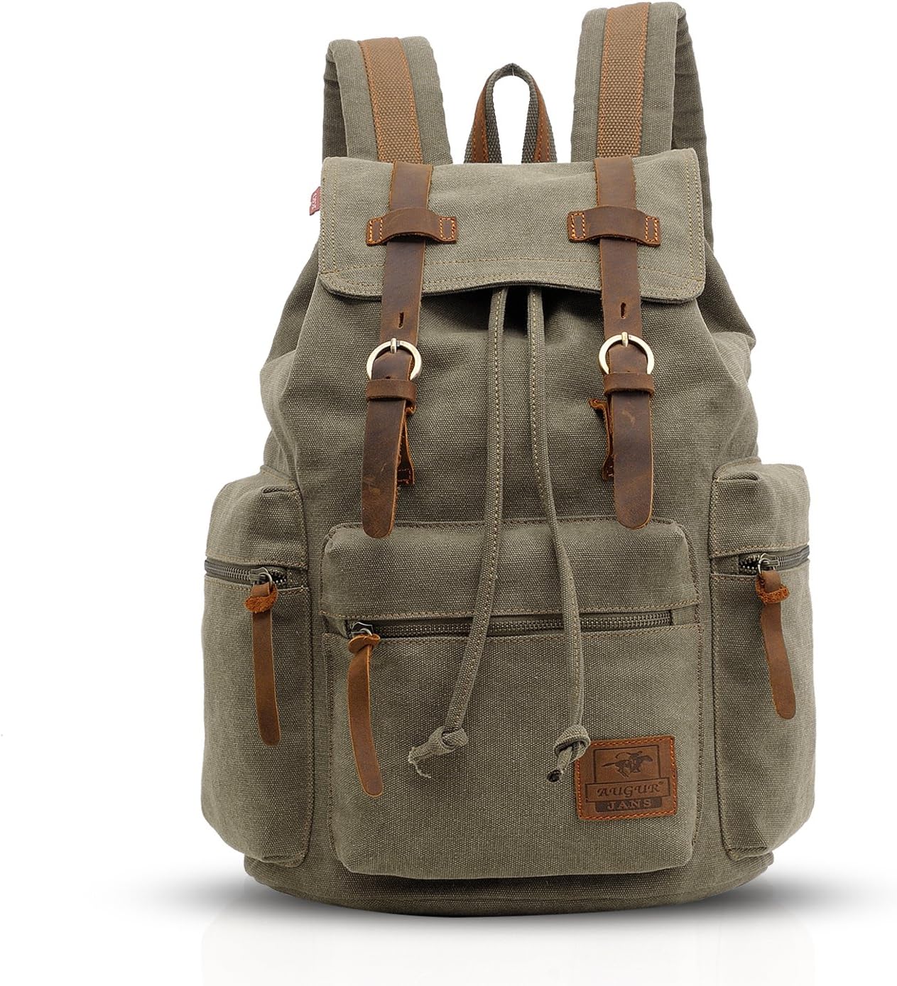 FANDARE Vintage Backpack 15.6 Inch Laptop College Bag Work Travel Hiking Daypack Canvas, Army Green
