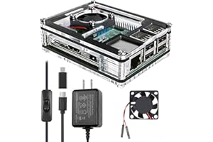 Miuzei Case for Raspberry Pi 3 with Fan Cooling Pi 3B Case with 3 Pcs Heat-Sinks 5V 3A Power Supply Compatible with Raspberry