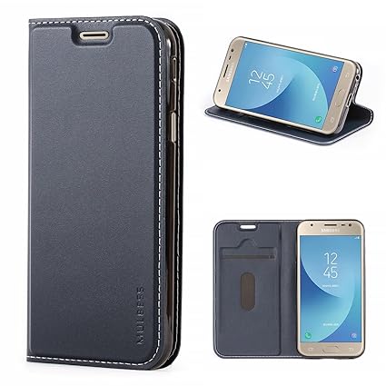 Mulbess Schutzhülle Ledertasche im Magnetverschluss/Kartenschlitz/klappbar für Samsung Galaxy J3 Duos 2017 (5 Zoll) Tasche Hü