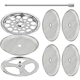 AUUTI 9-Piece French Press Filter Replacements Set | Stainless Steel Plunger and Screensfor 34oz/3.75in Press, Includes Spiral and Cross Disk