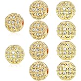 Round Charm Spacer Beads, Zirconia Pave Connector Charm Beads for Bracelet Necklace DIY Jewelry Making Crafts